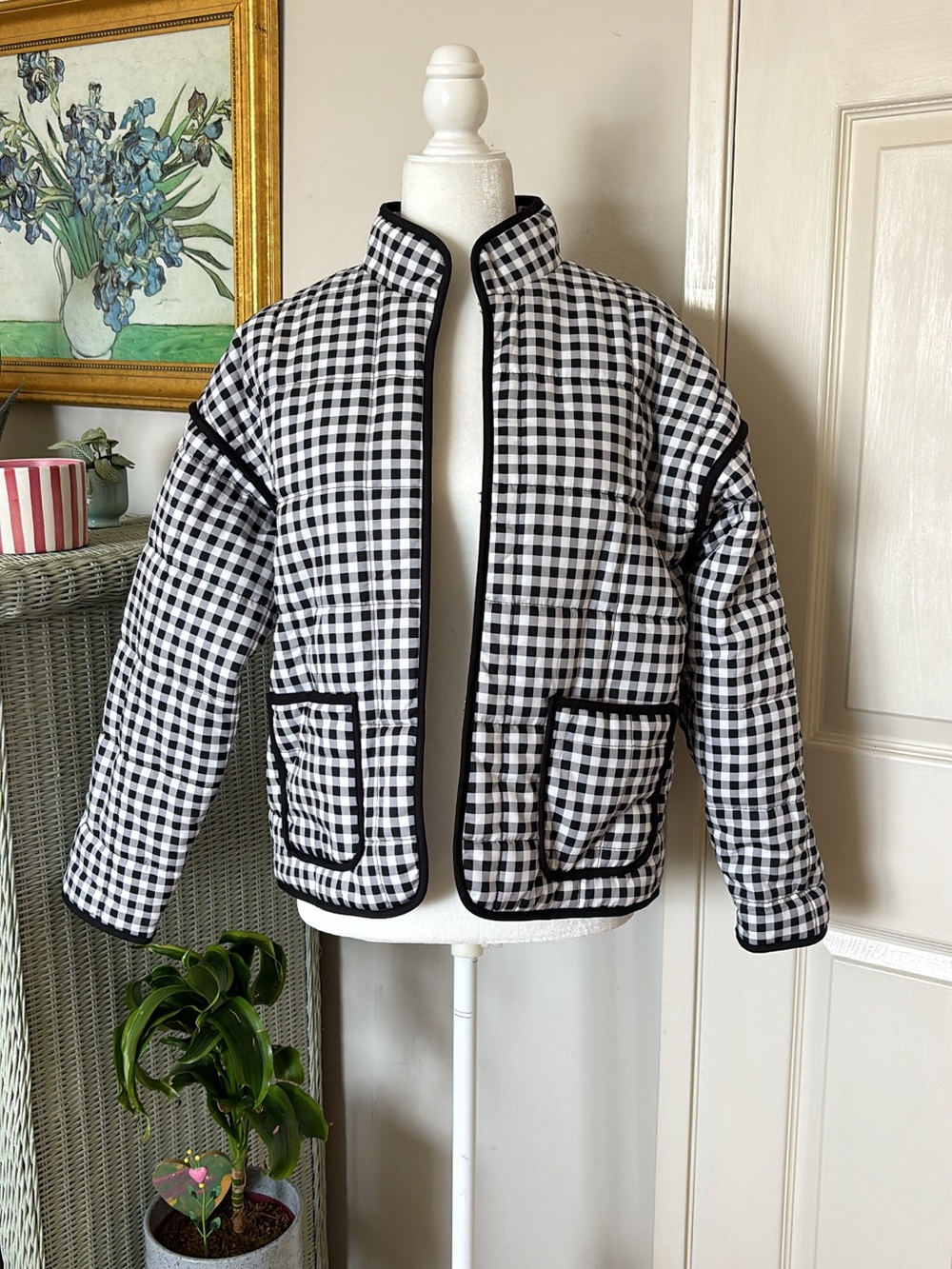 Black & White Gingham Puffer Jacket